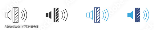 Soundproof icon set. Voice reflection icon , Sound barrier blocking , vector illustration . 