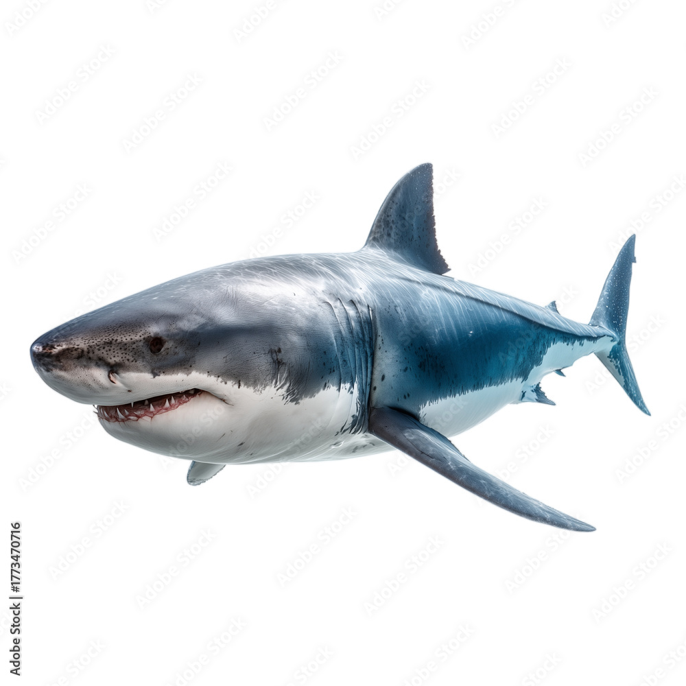Fototapeta premium Shark Isolated on Transparent Background. PNG.