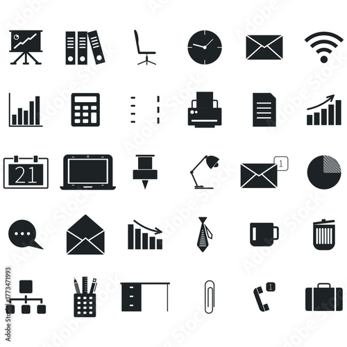 Business and Data Analysis Icon Set Flat Vector Design Elements