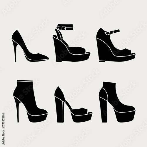 Set of six women's shoes