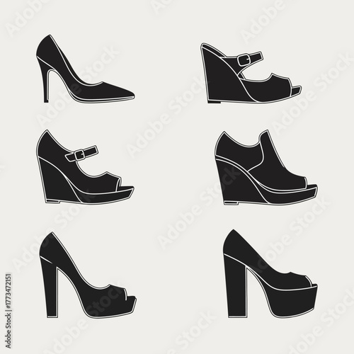 Fashion women shoe icons