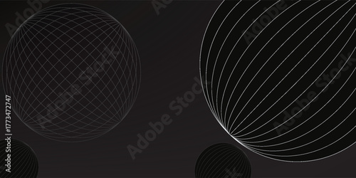 Dark Gray Spheres Grid Lines Geometric Abstract Background Design Minimalist Technology Sphere Global World - background - high quality