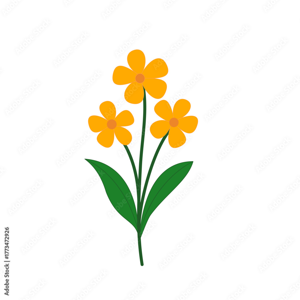 Fototapeta premium Cheerful Yellow Flowers Illustration on White Background