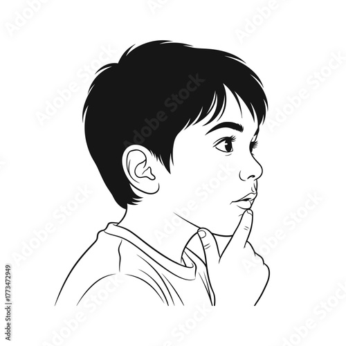 Boy profile thinking art