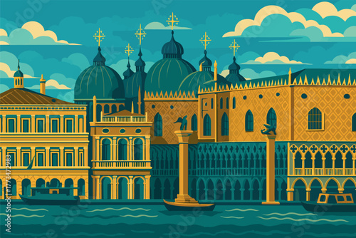 Italy  Venice Grand Canal  Stylized Italian Architecture