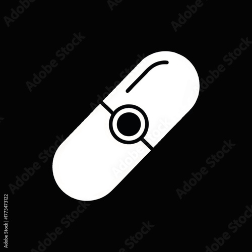 Nootropic smart pill vector icon. Minimalist flat design glyph for medicine and technology. Health supplement and cognitive enhancement symbol