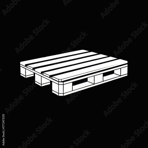 Simple wooden pallet vector icon. Black and white illustration for shipping and logistics. Warehouse supply chain graphic symbol