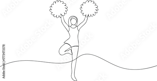 Cheerleader with Pom Poms in Dynamic Pose dance sport