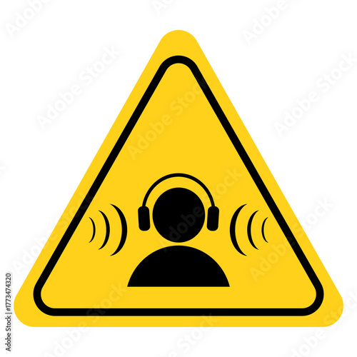 Hearing protection sign,High noise area warning sign,High noise level warning sign.Flat vector illustration design isolated on white background.