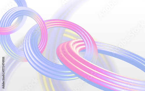 Futuristic Echo in Holographic Loops, Pastel Rings from a Soft Tomorrow, Prism Loops: A Holographic Horizon