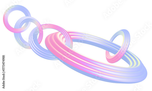 Futuristic Echo in Holographic Loops, Pastel Rings from a Soft Tomorrow, Prism Loops: A Holographic Horizon