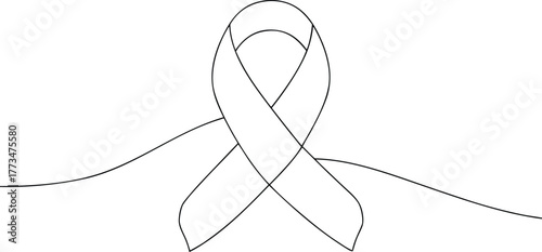 Black and white ribbon symbol outline awareness ribbon