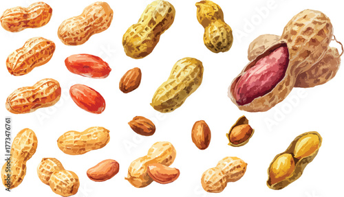 Watercolor Peanut Clipart