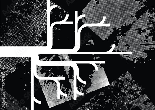 Grunge urban background. Vector. Textured banner . Futuristic digital background. Grungy effect . Abstract,splattered , dark, dirty,cyber punk poster for your design.
