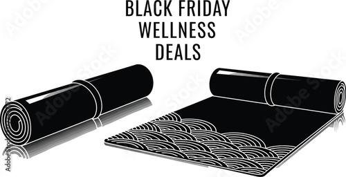 professional vector concept illustration Black Friday wellness deals on yoga mats for healthy lifestyle and fitness motivation now