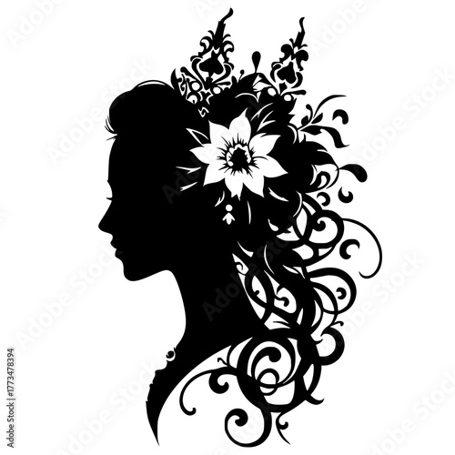 Silhouette portrait of the bride