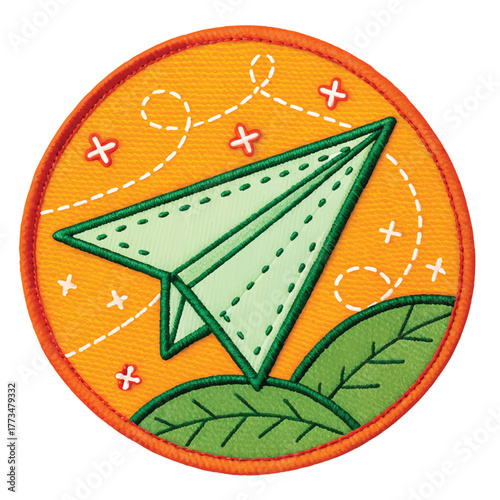 Embark on a creative journey with this paper airplane patch, perfect for adding a touch of adventure and wanderlust to any project or design element
