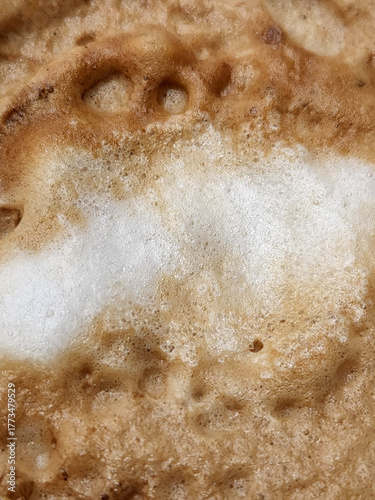 Foam background. Close-up of coffee foam. Coffee