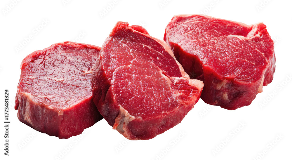 Fototapeta premium Fresh, raw red meat cuts, marbled and appetizing