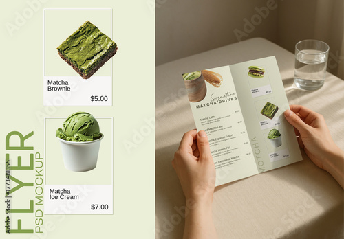 Elegant Matcha-themed Menu Mockup Psd