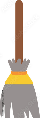 Modern broom vector illustration for cleaning and halloween design