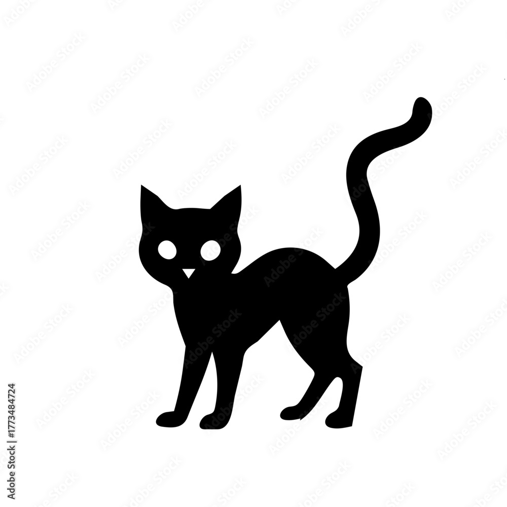 Obraz premium black cat on white background