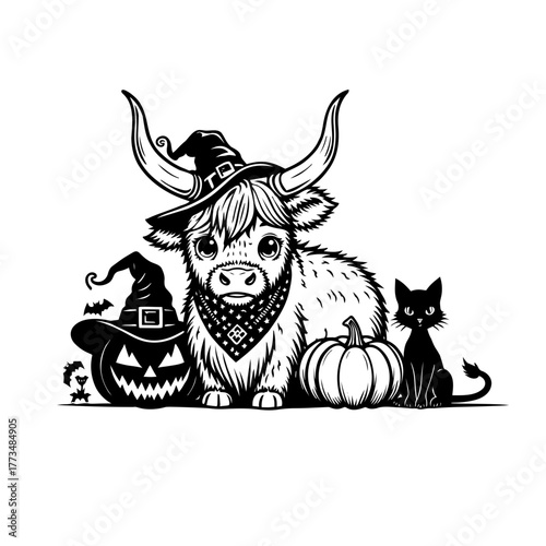 vector illustration of a halloween cow