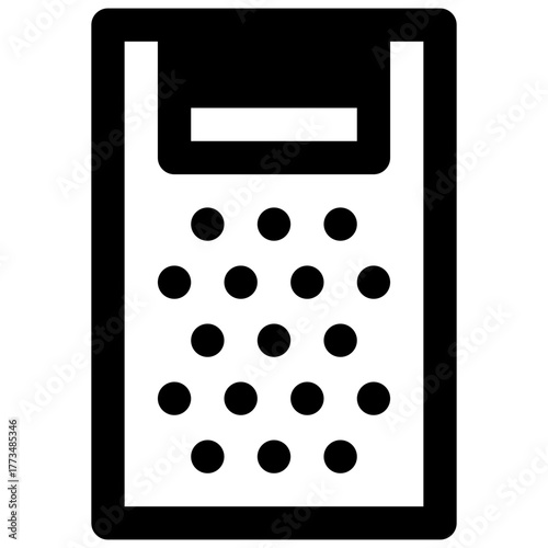 Cheese grater. Outlined stroke vector icon with black-filled details.
