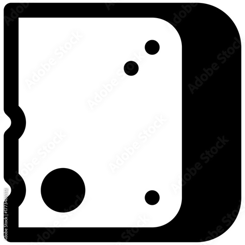 Manchego cheese. Outlined stroke vector icon with black-filled details.v