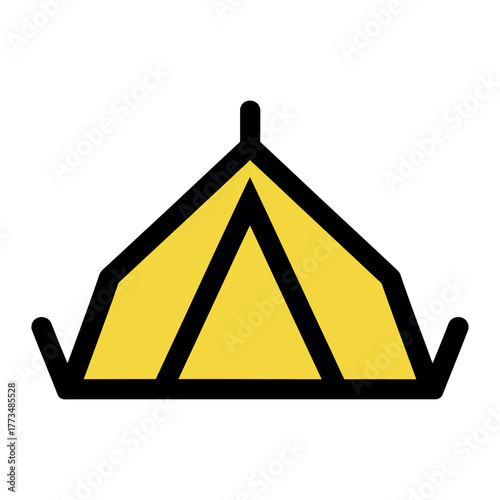 Camping tent icon graphic outline yellow color vector illustration element
