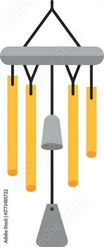 Minimalist wind chime vector illustration - soothing home decor