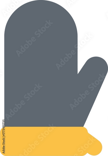 Kitchen oven mitt icon flat design - grey yellow baking glove