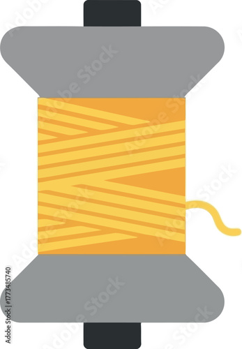 Yellow sewing thread spool icon for craft & tailoring design