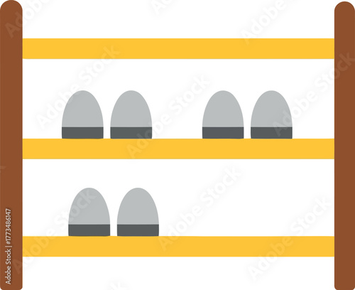 Home shoe rack storage flat design vector icon