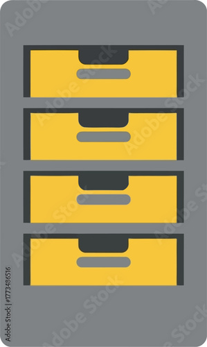 Flat design filing cabinet icon for office document storage