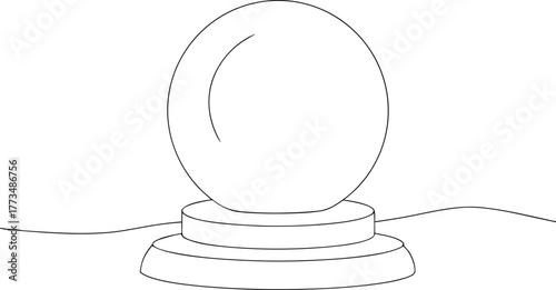 Black outline of a crystal ball on a pedestal fortune teller