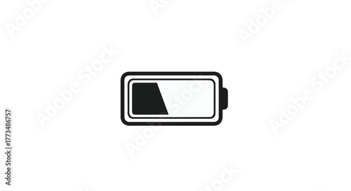 Low battery indicator showing energy depletion on a white background.