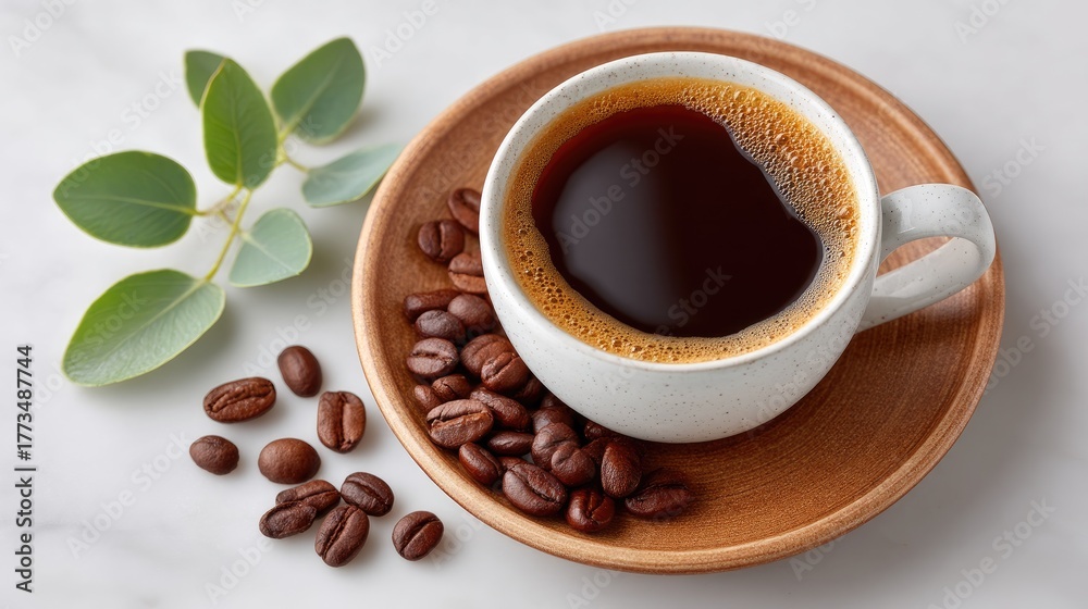 Fototapeta premium cup of coffee with beans