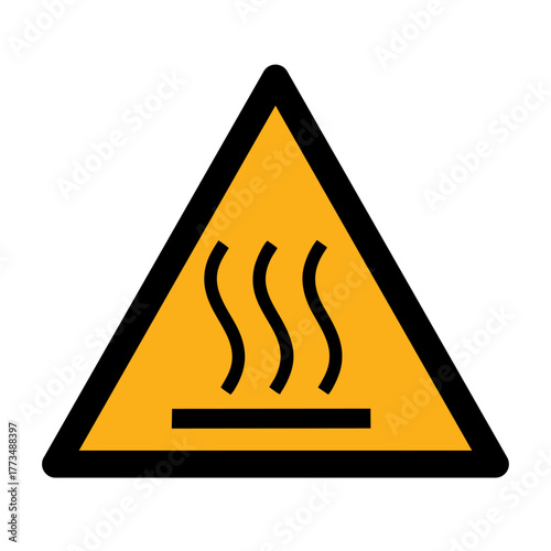 Hot surface vector design warning safety sign standar ISO 7010.