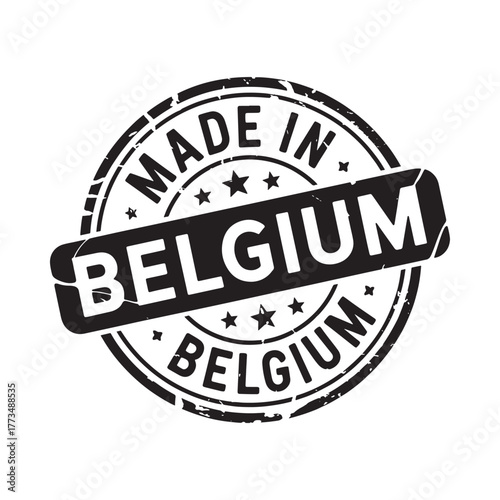 Circular stamp or seal with the text made in belgium