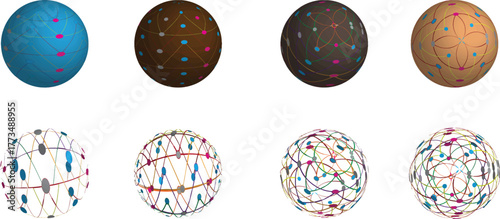 Globe stand icon set educational earth world geography school vector illustration minimal colorful planetary reference map learning symbol design.