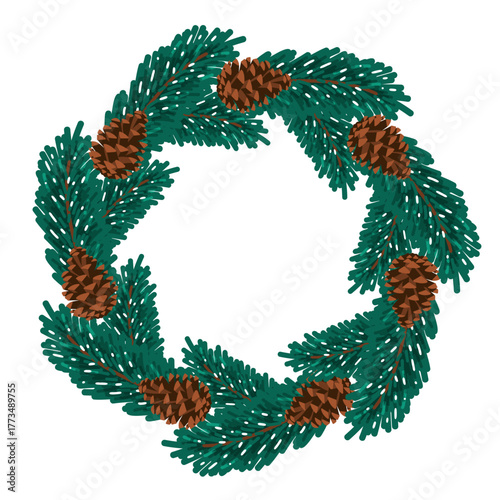 Winter Pine Wreath with Natural Cones