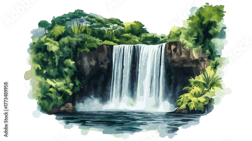 Orinduik Falls. Orinduik Falls hand drawn watercolor illustration