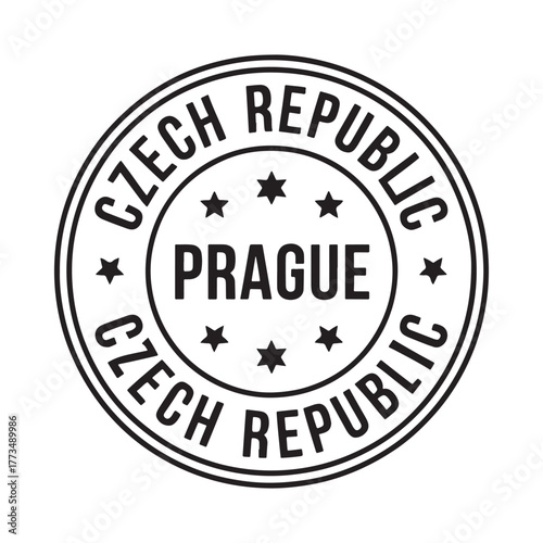 Circular stamp with prague czech republic text and stars
