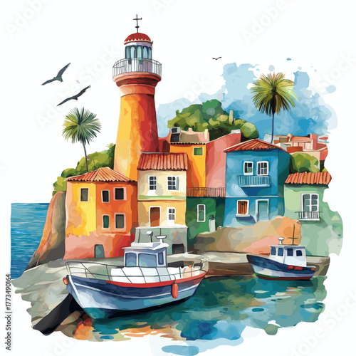 Vina del Mar. Vina del Mar hand drawn watercolor illustration