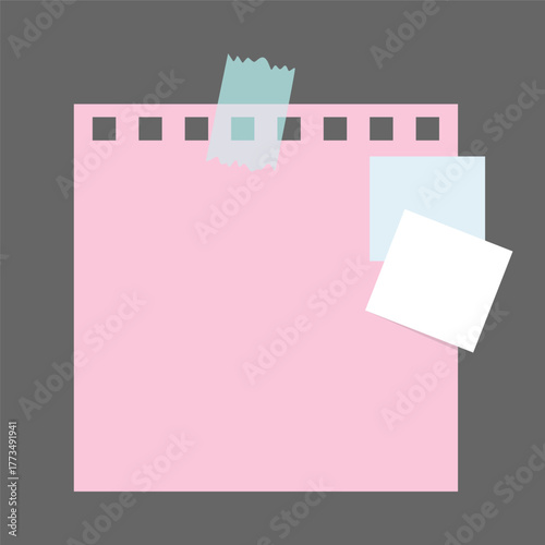 Paper notes stickers. Place for memo messages on paper sheets. Blank sticky place for to do list and office notice or information board