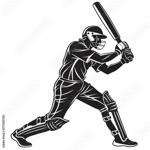 Cricket batsman in action