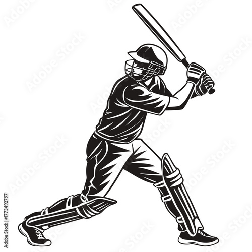 Cricket player in batting stance