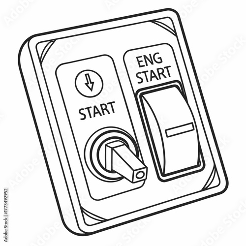 Engine start switch, control panel vector