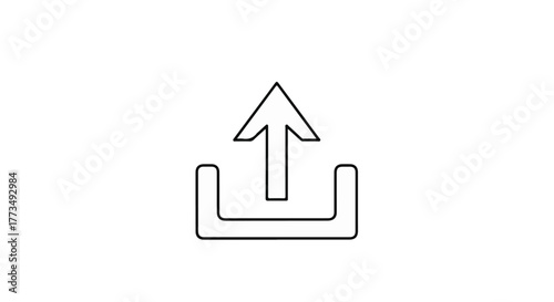 Simple outline of an upload icon with an arrow pointing upwards, representing data transfer or loading.